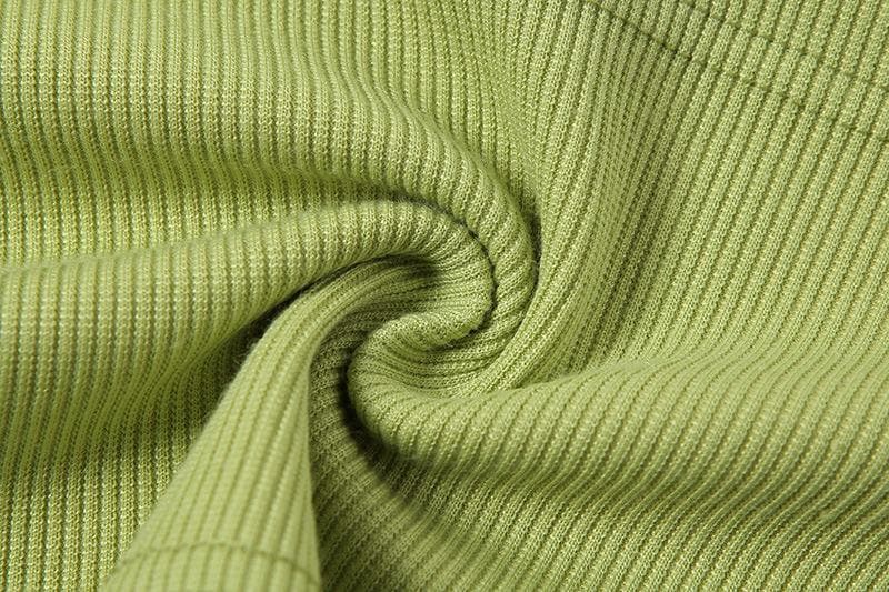 Top corto senza schienale con coulisse e collo all'americana a contrasto a coste