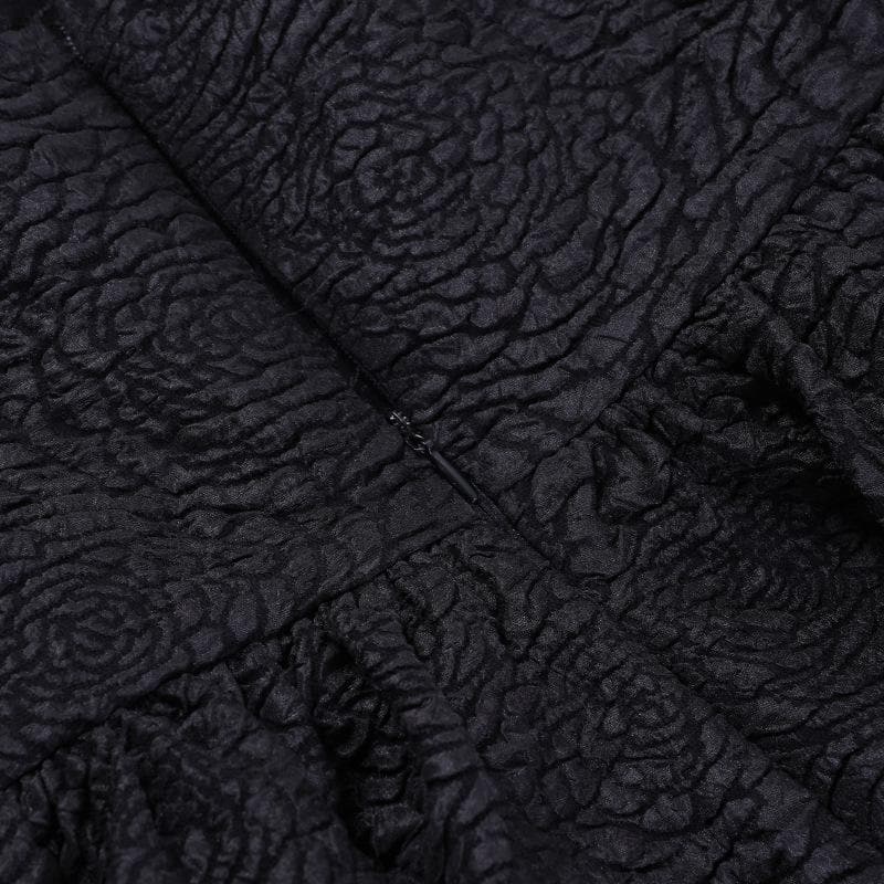 Backless lace up zip-up textured solid lace hem mini dress