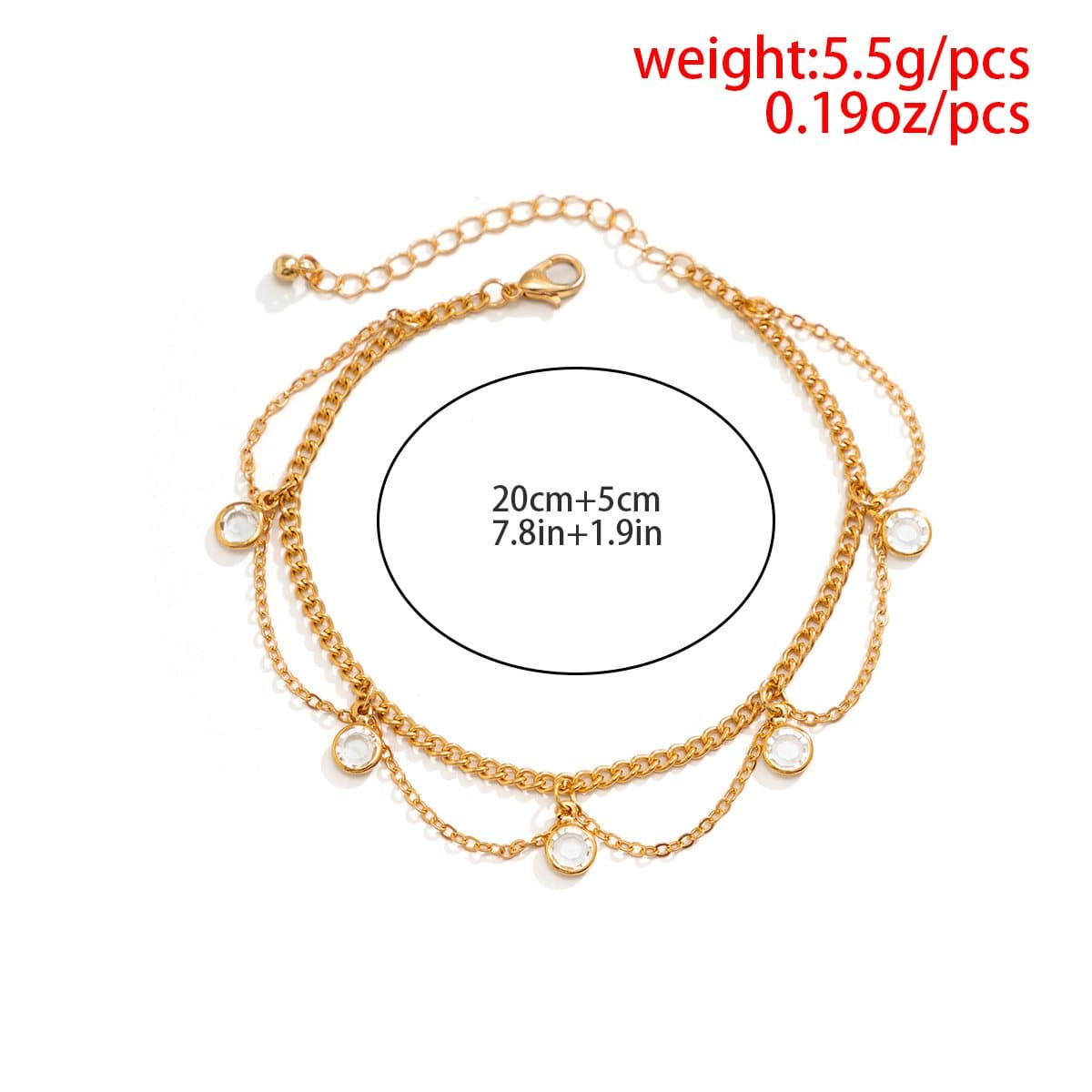 Layered stone pendant anklet