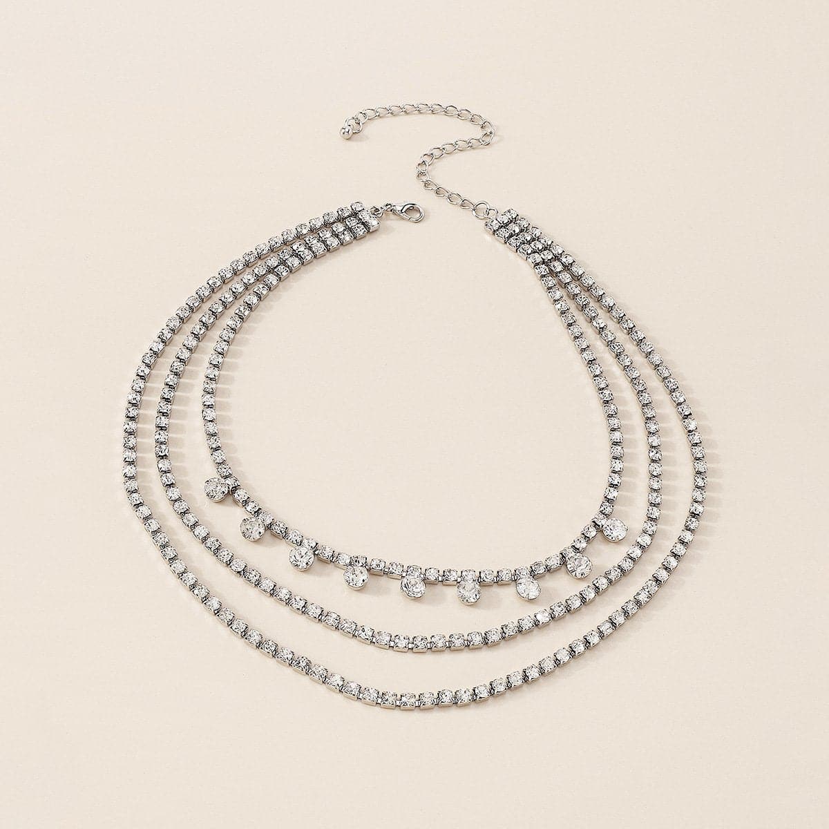 Layered rhinestone choker necklace