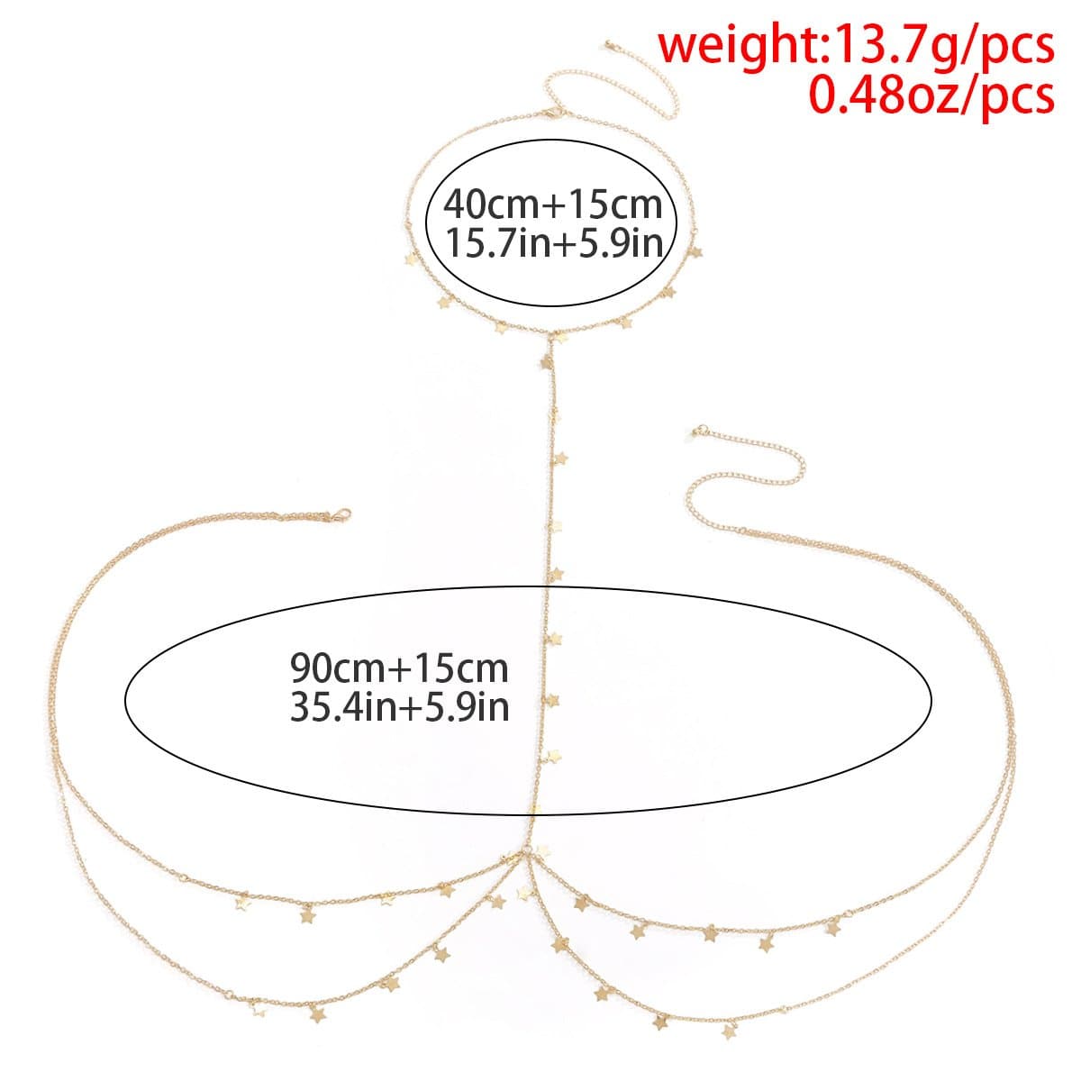 Star pendant layered body chain