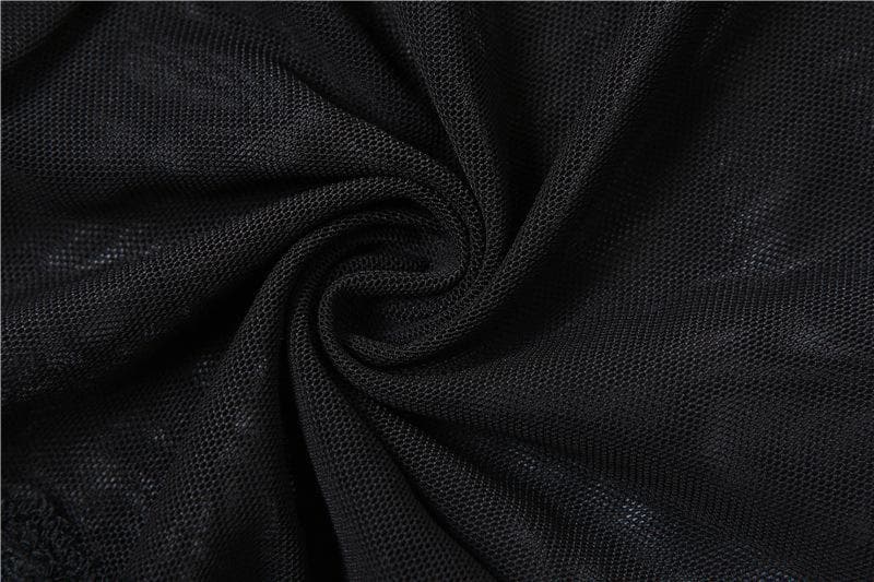 Zweiteiliges Crop-Top aus Netzstoff mit kurzen Ärmeln und selbstbindendem Spitzensaum