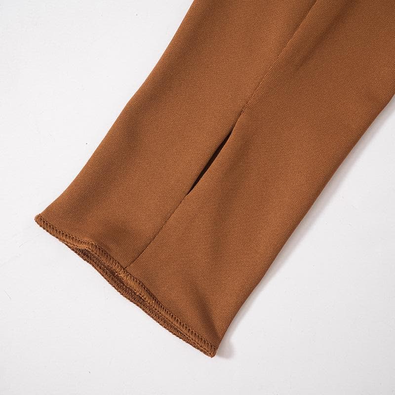 Top corto con colletto rovesciato, maniche corte, bottoni, guanti e patchwork a contrasto