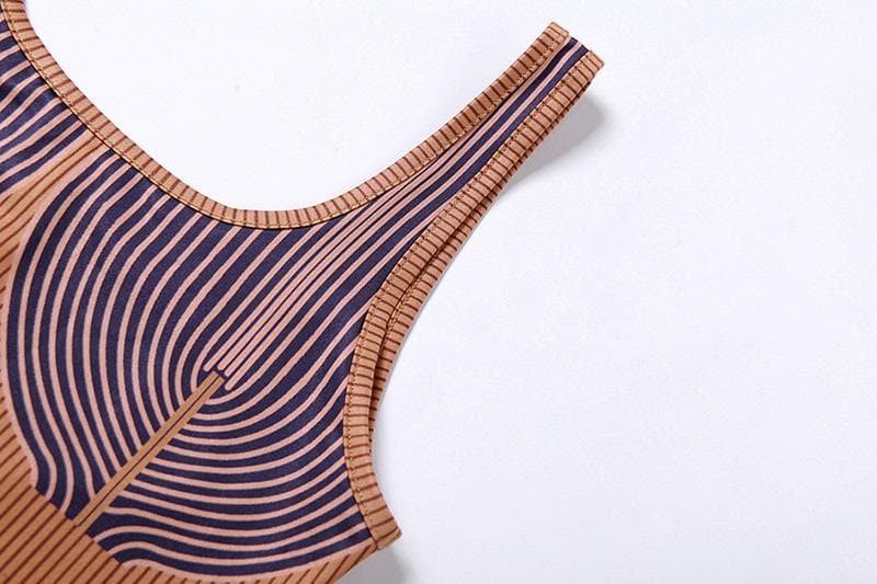Tuta intera senza maniche con scollo quadrato e stampa a contrasto a righe - Saldi finali