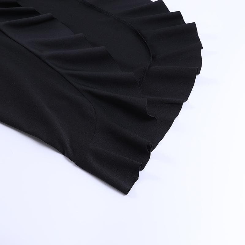 Rückenfreies Midikleid aus Spitze mit Rüschenschlitz, V-Ausschnitt und unregelmäßigem Camisole