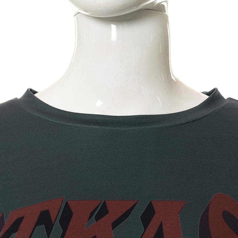T-shirt girocollo a maniche corte con stampa a contrasto
