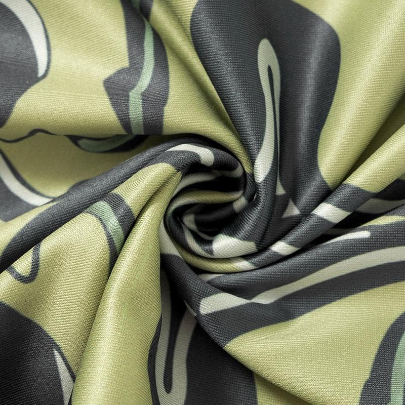 Completo pantaloni con stampa a contrasto, senza schienale e con anello a O sul retro