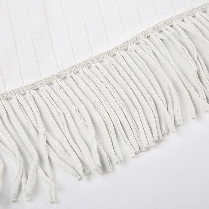 Unregelmäßiges, rückenfreies, einfarbiges Camisole-Crop-Top mit Quasten zum Selbstbinden