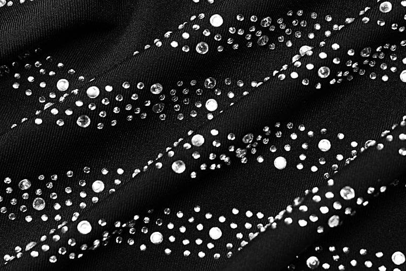 Abito midi senza schienale con scollo a cappuccio con perline, incrocio sulla schiena e spalline sottili a contrasto