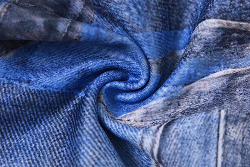 Rückenfreies Camisole-Oberteil mit eckigem Ausschnitt und kontrastierendem Denim-Print