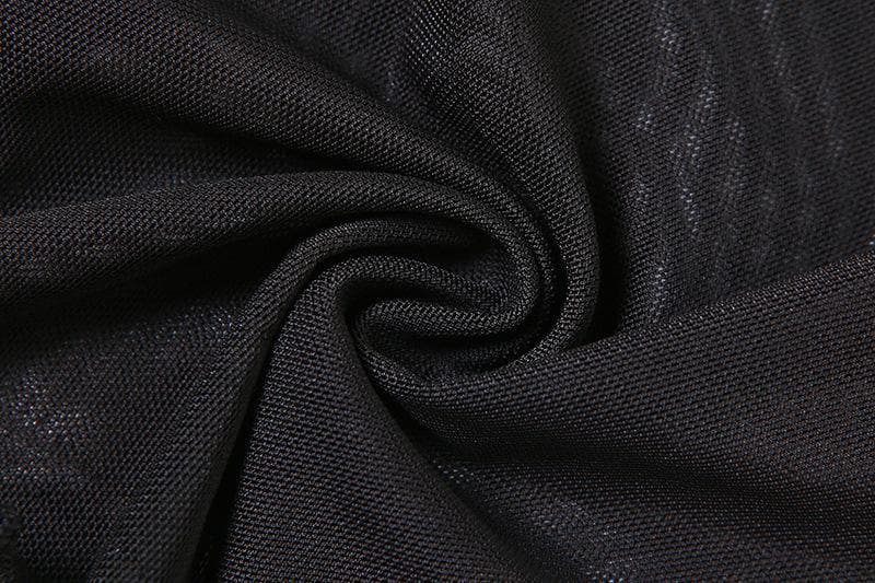 Rückenfreies, tief ausgeschnittenes Crop-Top mit Neckholder und Rüschen aus Netzstoff mit Schnalle