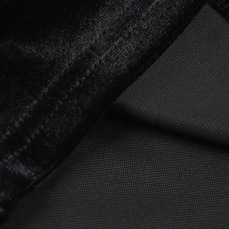 Top corto in velluto tinta unita con fibbia e applicazione a forma di luna, senza schienale e scollato