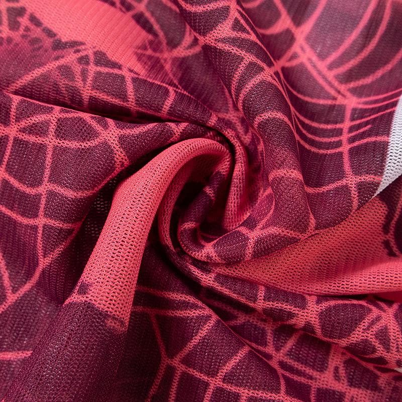 Transparentes Mesh-Oberteil mit durchsichtigem Kontrastdruck, langärmlige Handschuhe, Rundhalsausschnitt