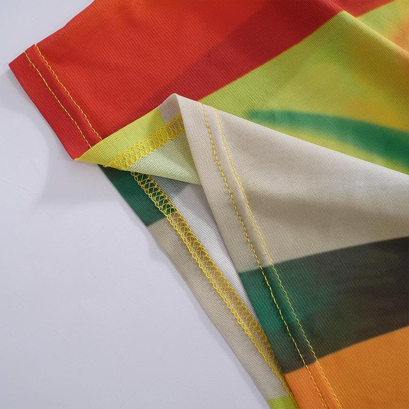 Transparentes, langärmliges Crop-Top mit Rundhalsausschnitt und Kontrast