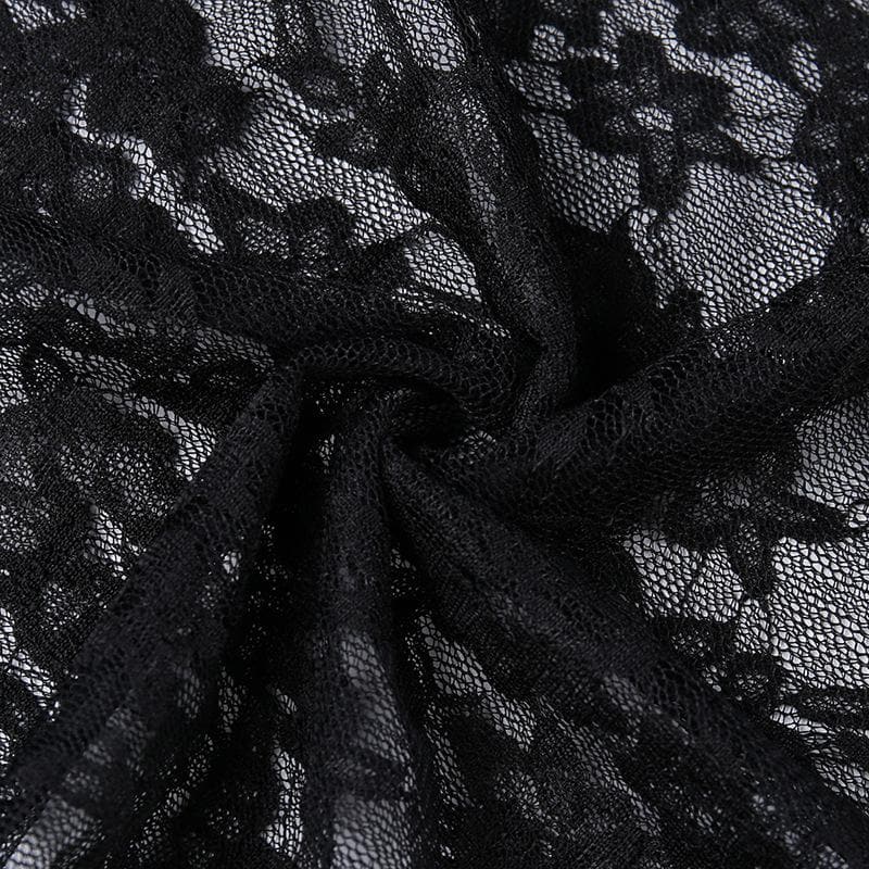 Lace see through solid slit backless tube dress