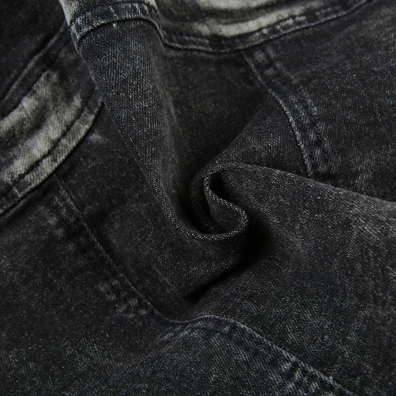 Rückenfreies, kurzes Camisole-Top aus Denim mit V-Ausschnitt und Reißverschluss