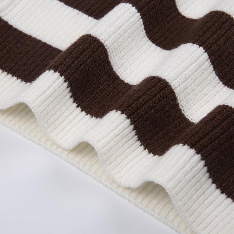 Star pattern patchwork high neck sleeveless striped knitted crop top - Final Sale