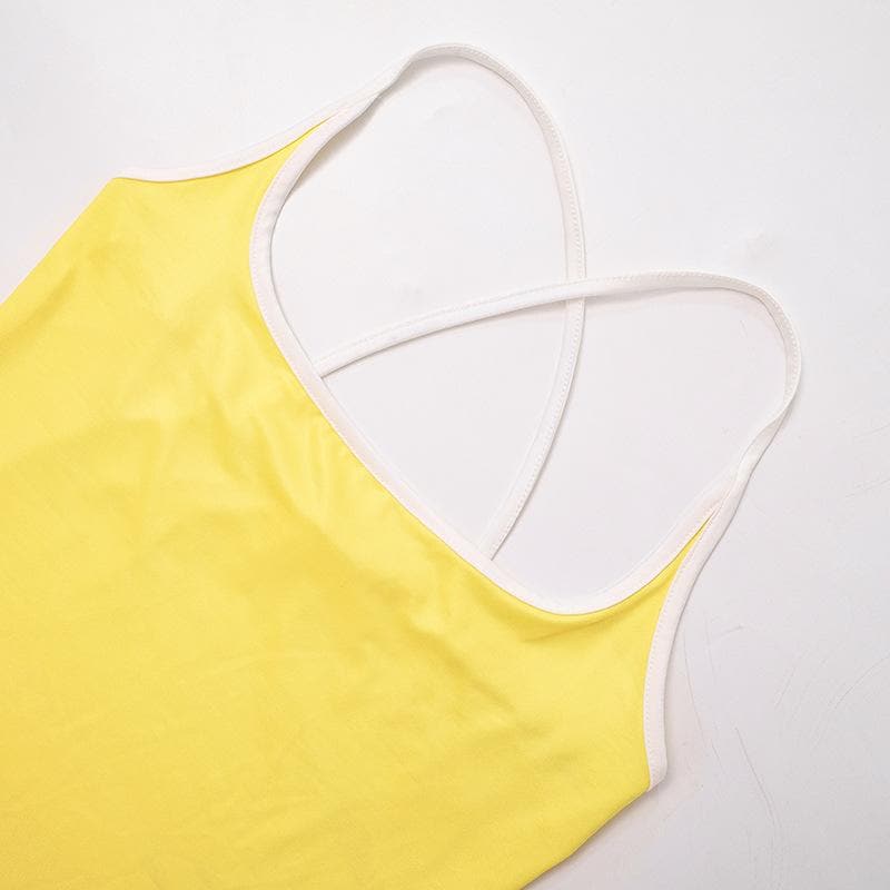 Rückenfreies, kontrastierendes 2-Wege-Camisole-Midikleid mit Farbverlauf und quadratischem Ausschnitt