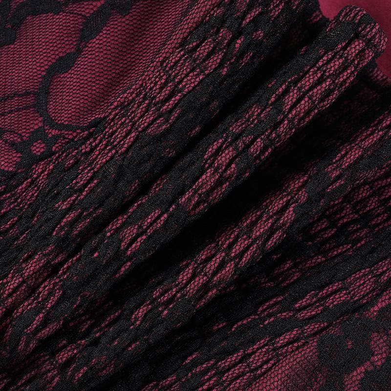 Square neck backless smocked lace buckle contrast crop top