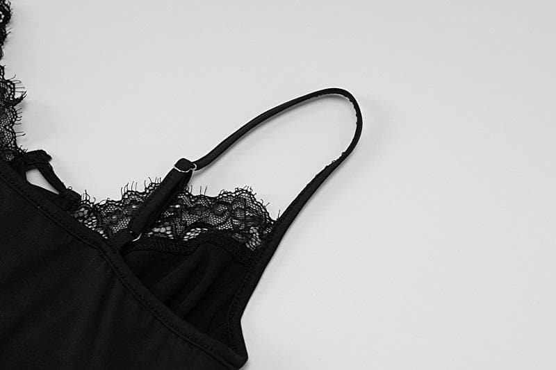 Tief ausgeschnittenes Cami-Minikleid mit Schnürung und ausgehöhltem Spitzensaum