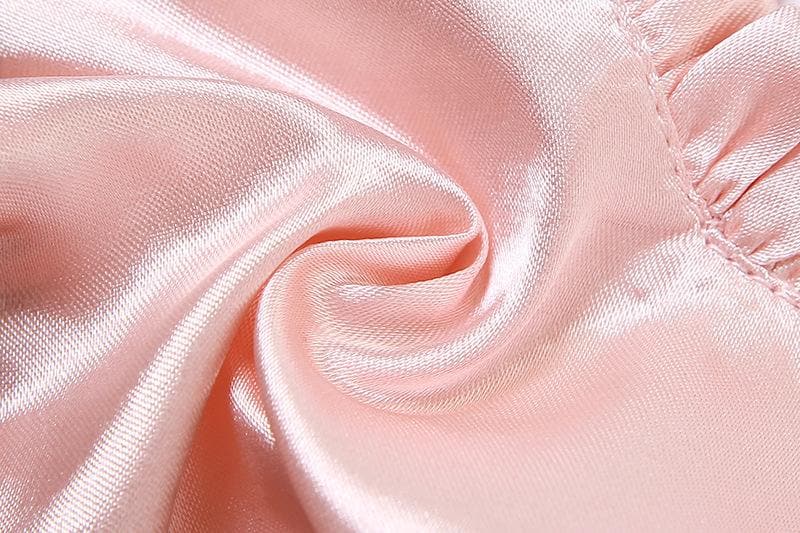 Tief ausgeschnittenes, rückenfreies Crop-Top aus Satin mit Rüschen zum Selbstbinden