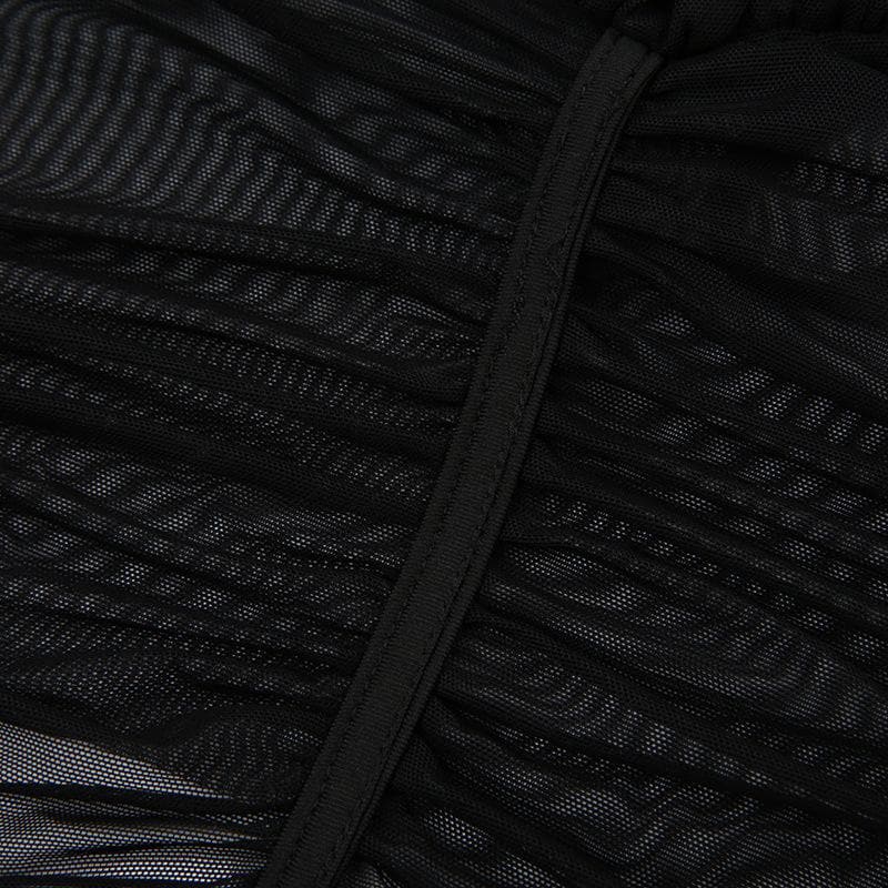 Gerüschtes Camisole-Crop-Top mit Patchwork-Muster aus Metallkettennetz