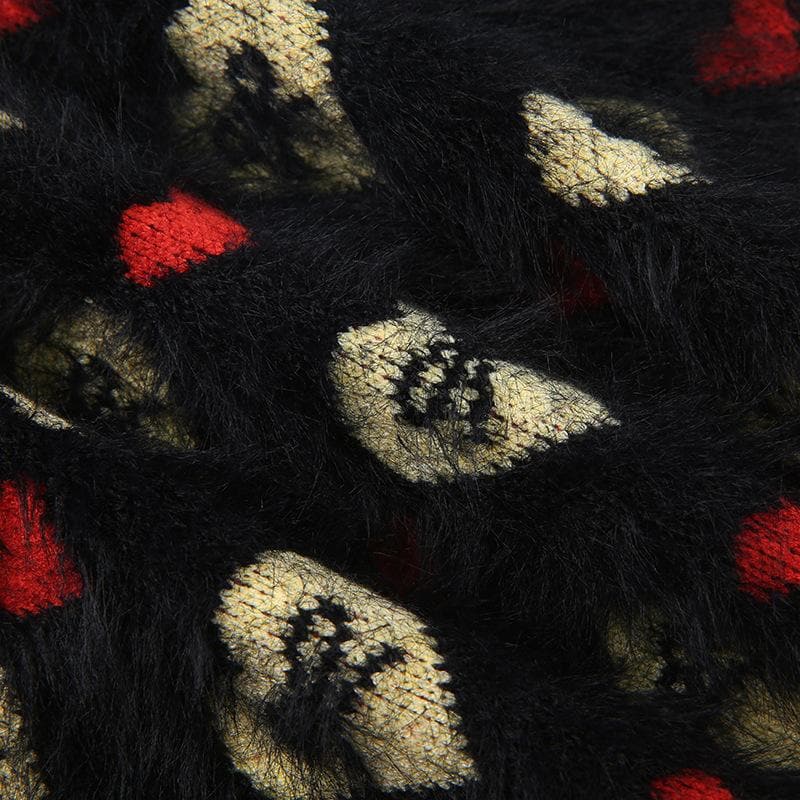 Contrast fluffy bowknot heart pattern mini skirt - Final Sale