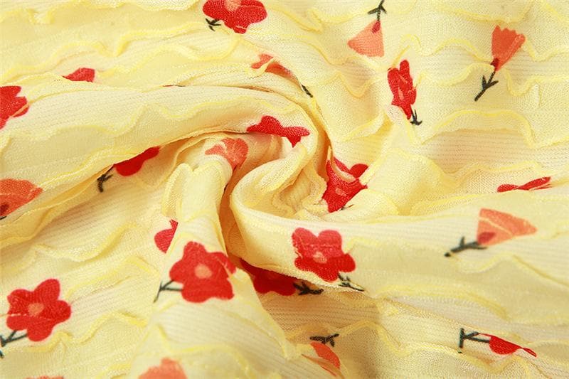 Rückenfreies, bauchfreies Tube-Top mit strukturiertem Blumenmuster und Kontrast