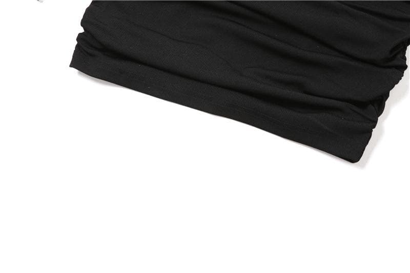 Schulterfreies Minikleid aus Netzstoff mit unregelmäßiger Aussparung und Rüschen