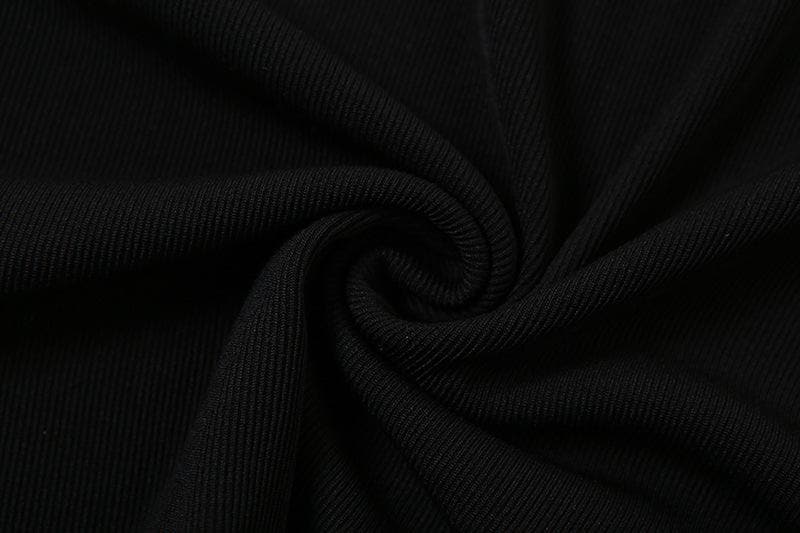 Geripptes, einfarbiges, ärmelloses Patchwork-Maxikleid mit quadratischem Ausschnitt