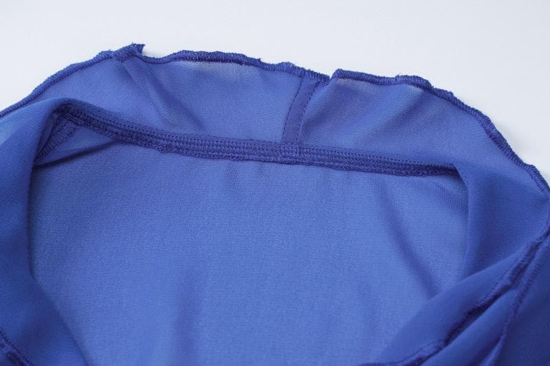 Durchsichtiges, langärmliges Maxikleid aus Chiffon mit V-Ausschnitt und Schlitz zum Selbstbinden