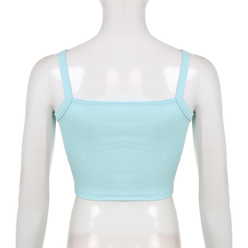 Top corto con scollo quadrato e canotta a contrasto con motivo a stelle