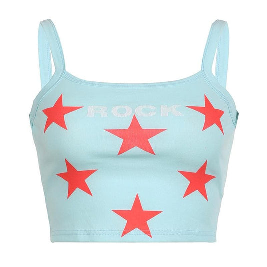 Star pattern square neck contrast cami crop top