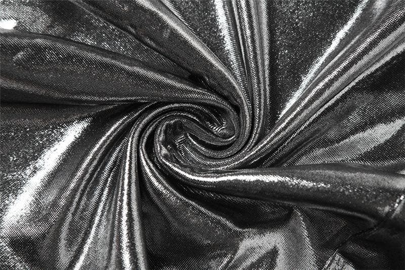 Metallic sleeveless round neck mini skirt set