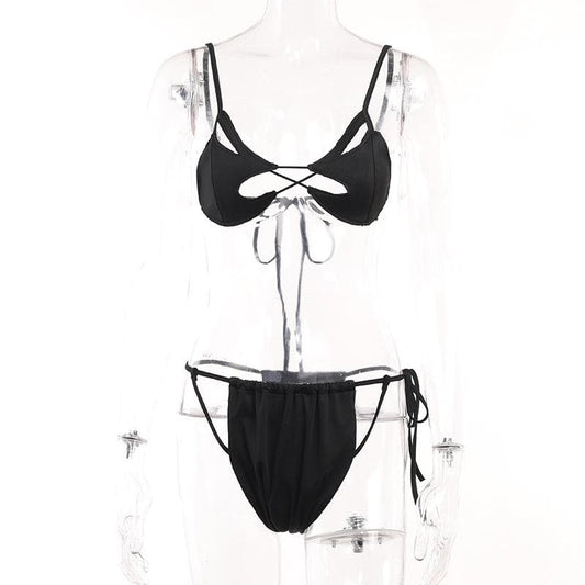 Rückenfreies Camisole-Hosenset mit überkreuzter Vorderseite und Aussparung zum Selbstbinden