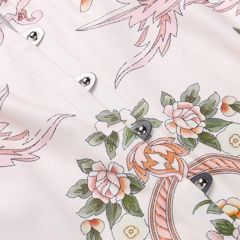 Minikleid zum Binden mit Blumenmuster, Knöpfen am Rücken und Kontrast