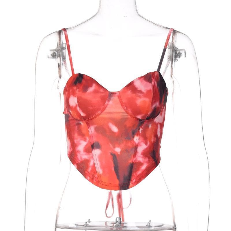 Canotta tie-dye con lacci sul retro