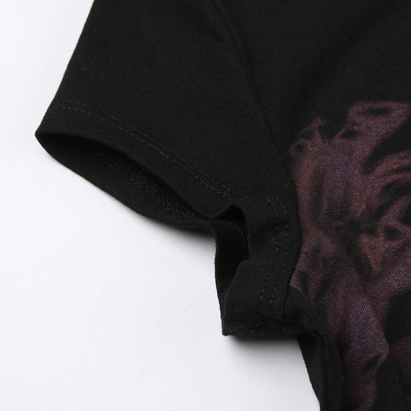 Crewneck cap sleeve abstract contrast top