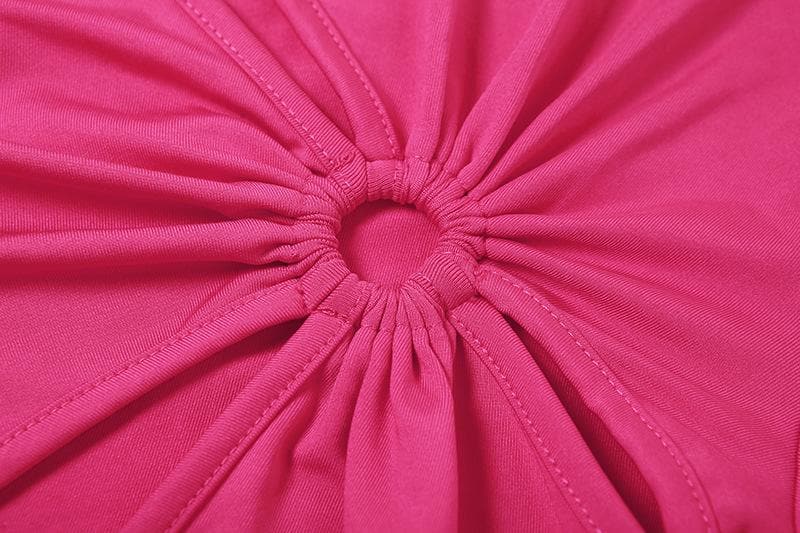 Top corsetto con scollo a giro a maniche corte e arricciature traforate