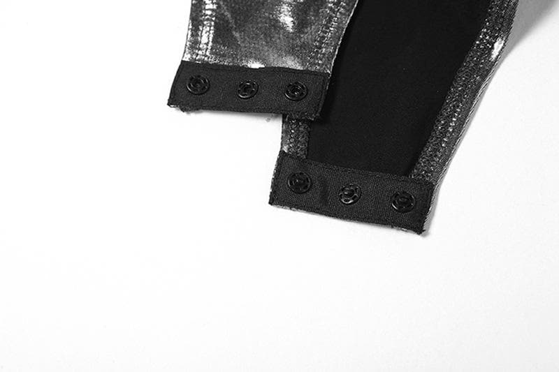 Body con scollo all'americana metallizzato, schiena scoperta e applicazioni floreali