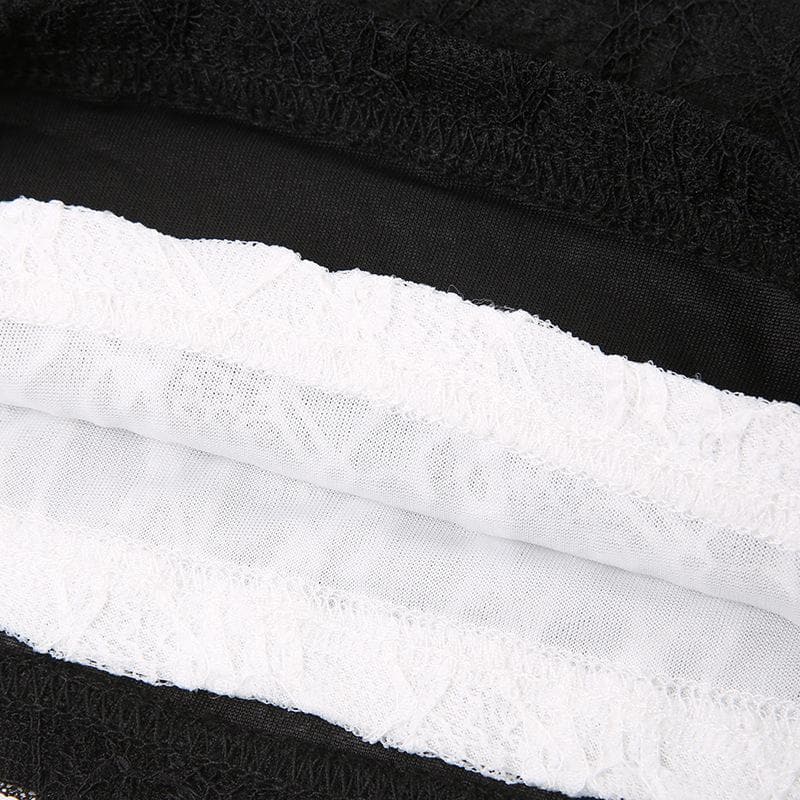 Rückenfreies, ärmelloses Crop-Top mit Spitzen-Patchwork und Kontrast