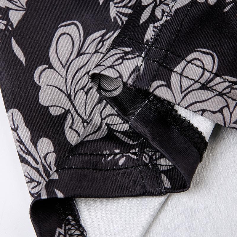 Rückenfreies Crop-Top mit Blumenmuster, Spitzensaum, V-Ausschnitt und Kontrast