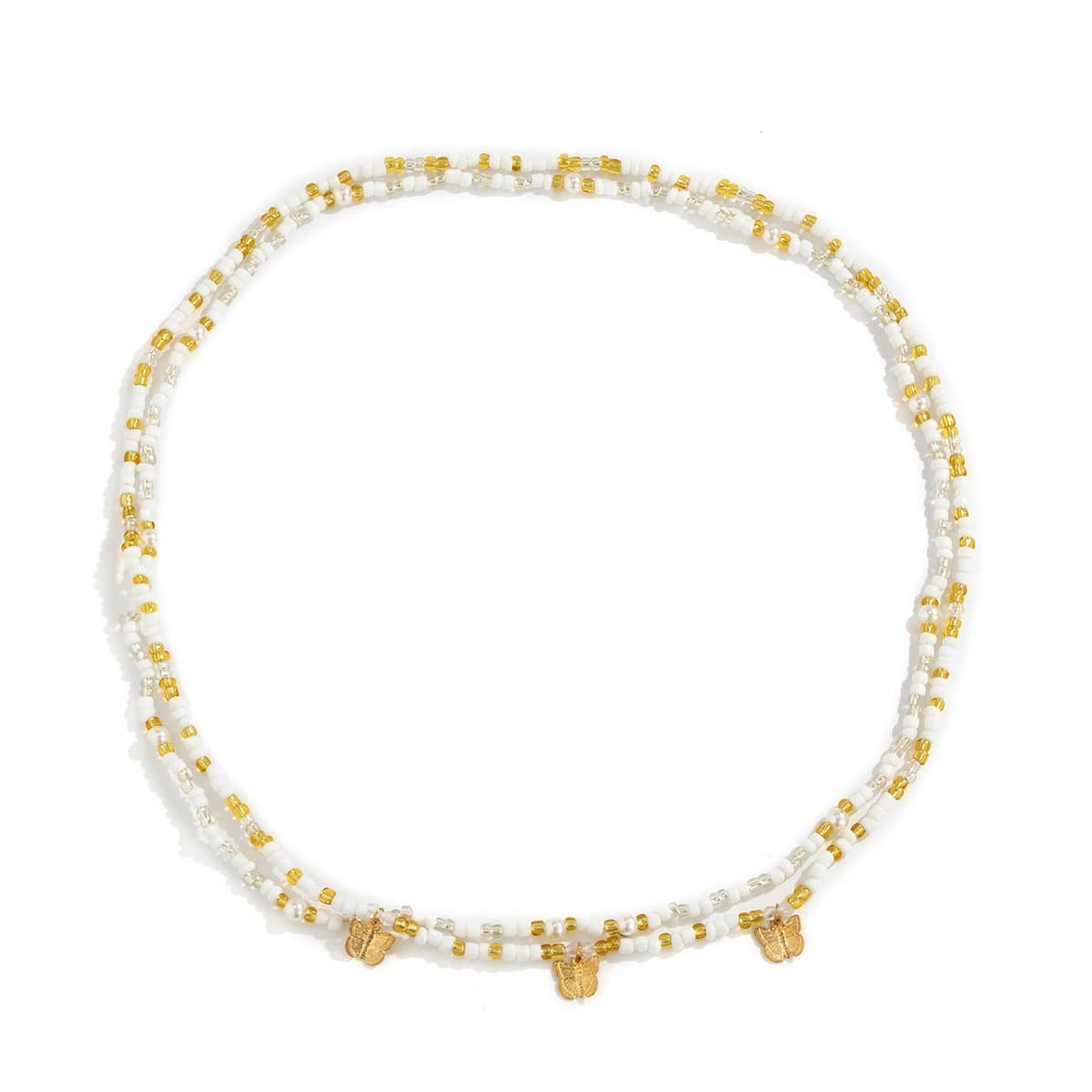 Mehrfarbige Taillenkette mit Schmetterlingsanhänger aus Perlen