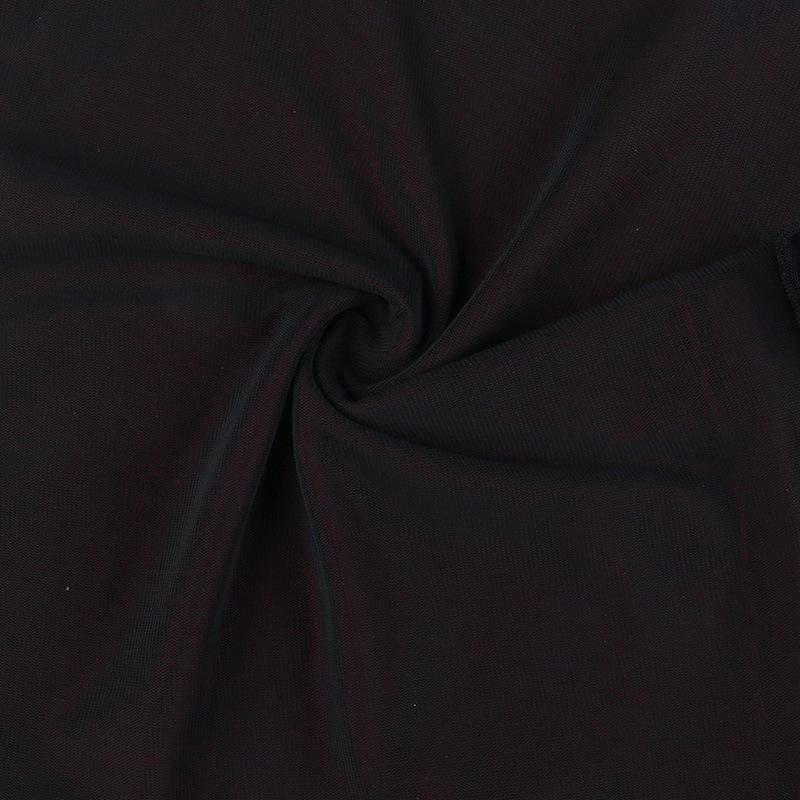 Beaded abstract u neck mesh ruffle cami crop top