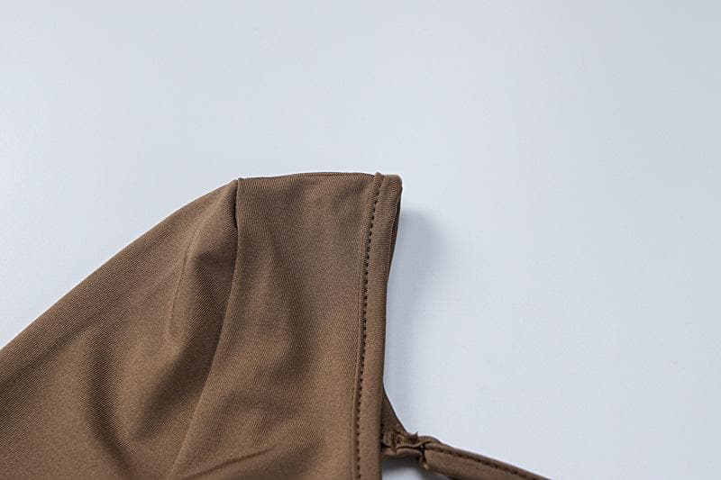 Long sleeve u neck lace up backless solid romper