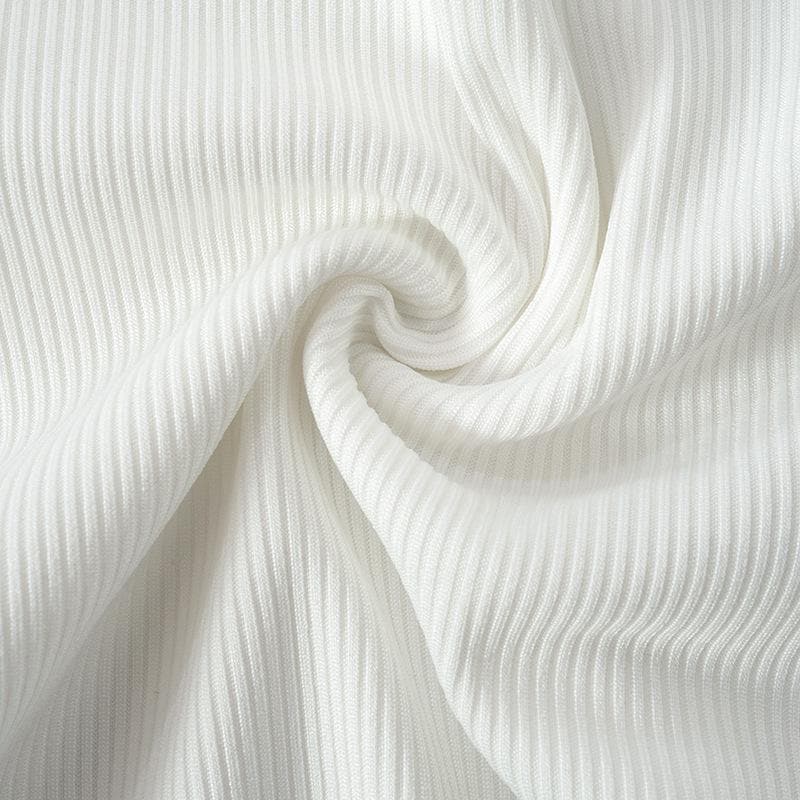 Hollow out ring crewneck short sleeve ribbed top - Final Sale