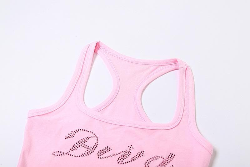 Top a contrasto con scollo quadrato e maniche con perline