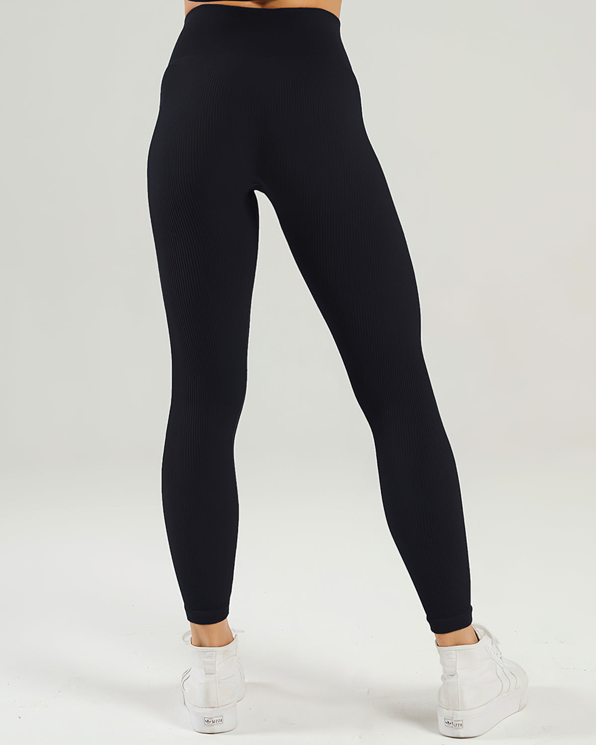 Leggings senza cuciture a coste Nieve - Nero