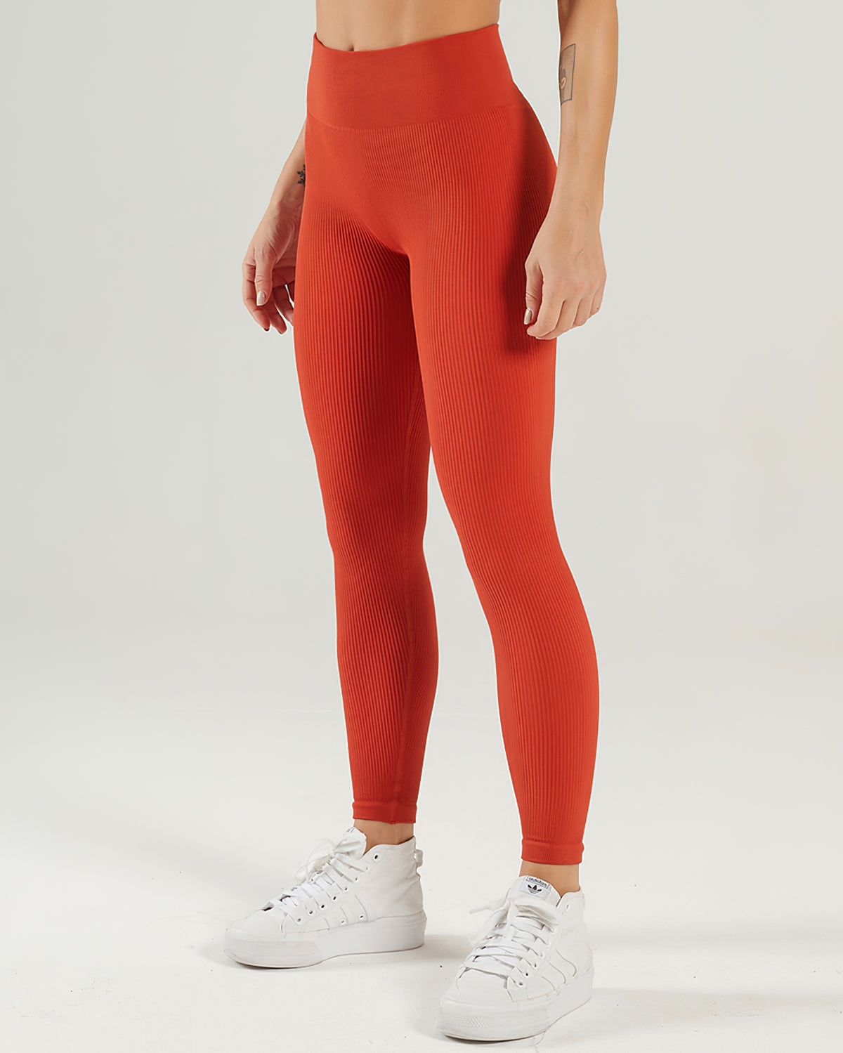 Nieve Gerippte Nahtlose Leggings - Persisches Rot