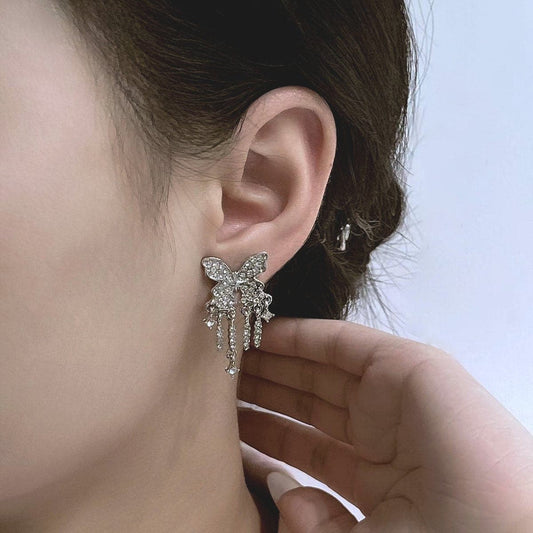 Ohrringe mit Schmetterlingsanhänger und Strassquasten